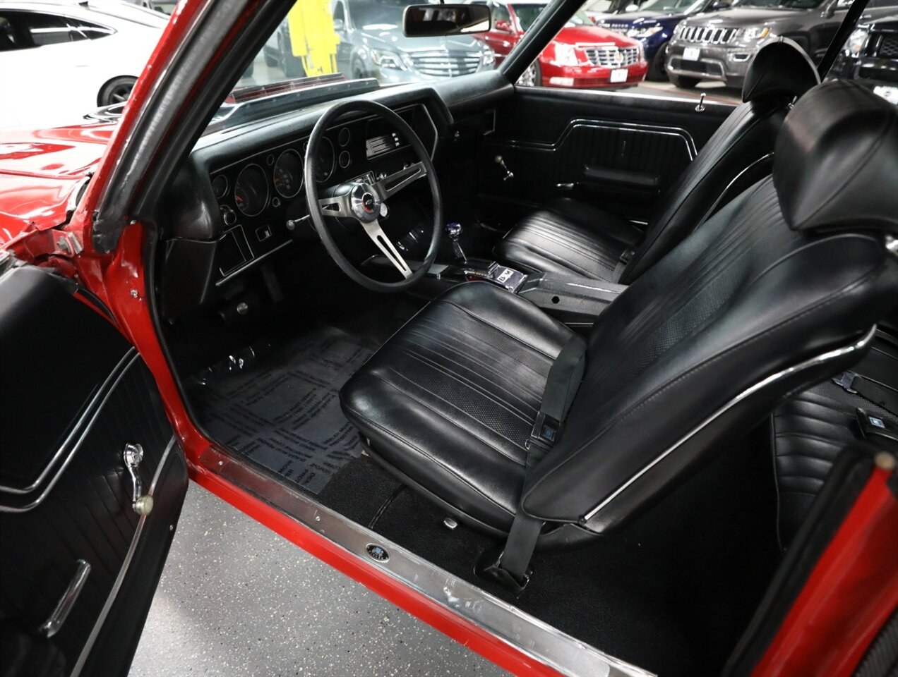 Black interior and bucket seats